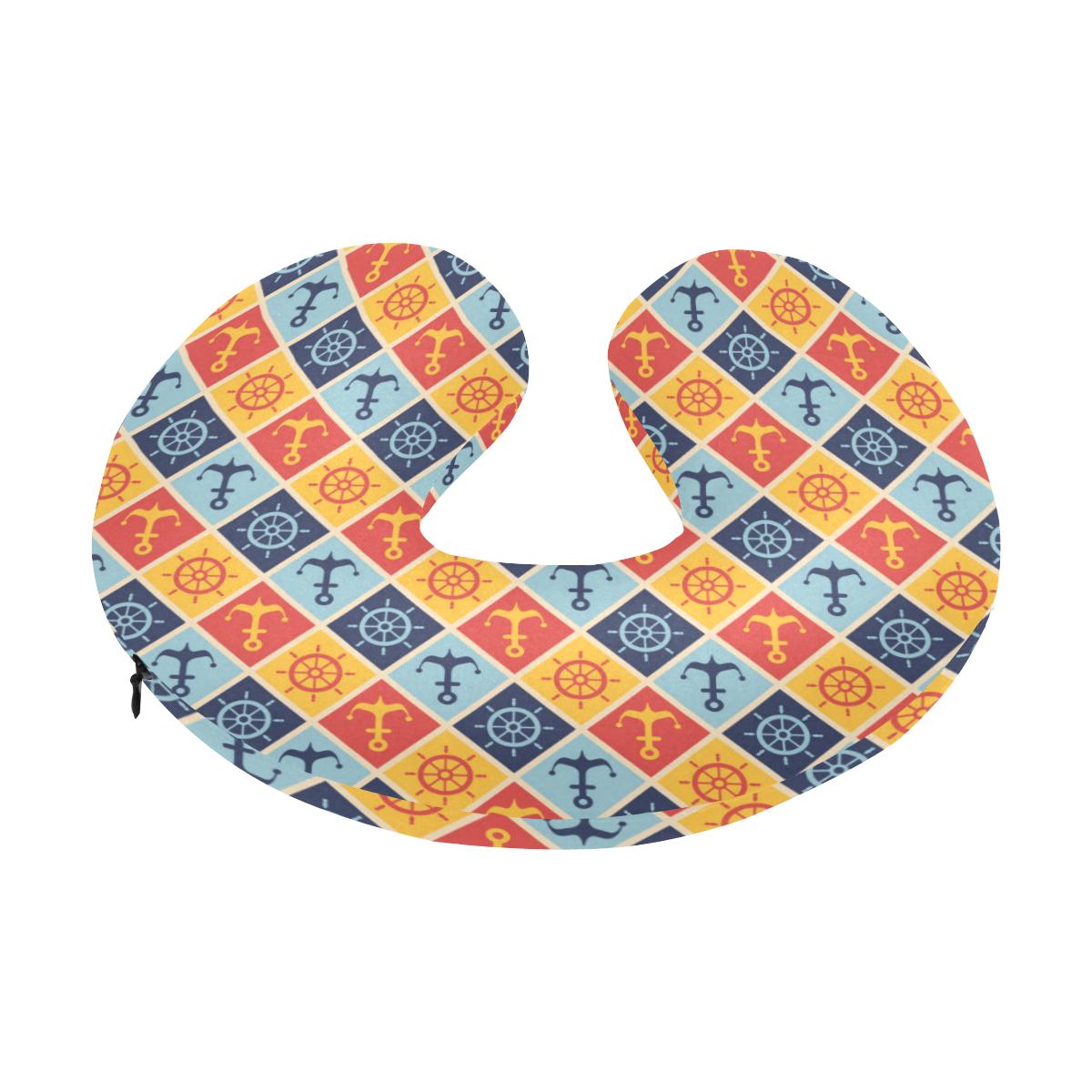 Nautical Pattern Design Themed Print U-Shaped Travel Neck Pillow-JTAMIGO.COM