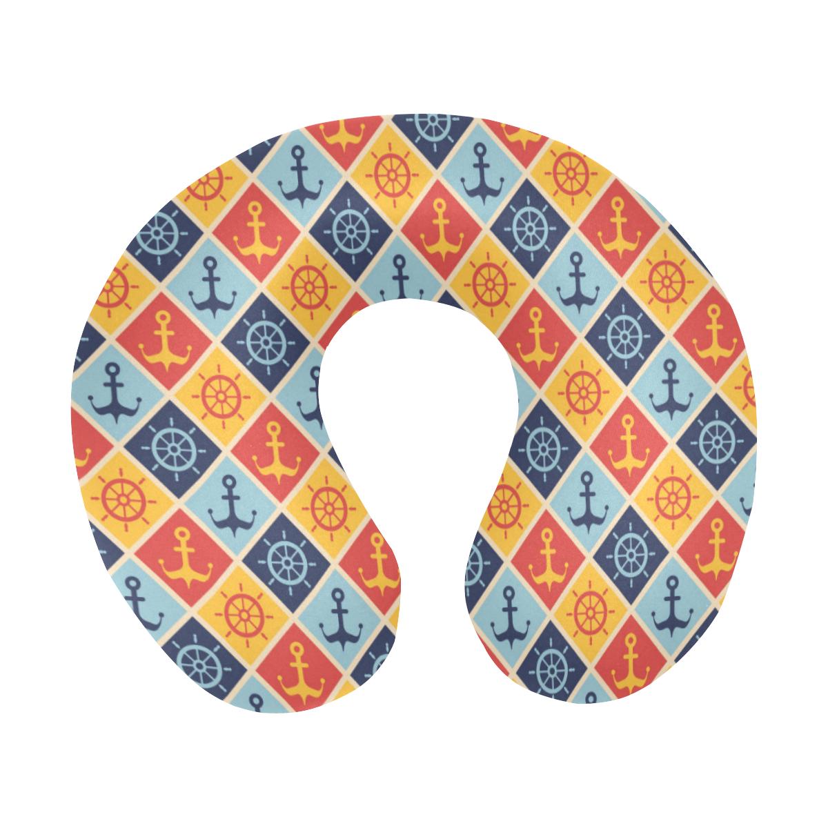 Nautical Pattern Design Themed Print U-Shaped Travel Neck Pillow-JTAMIGO.COM