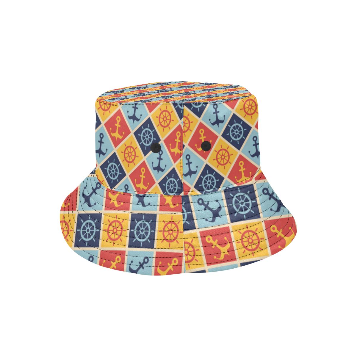 Nautical Pattern Design Themed Print Unisex Bucket Hat