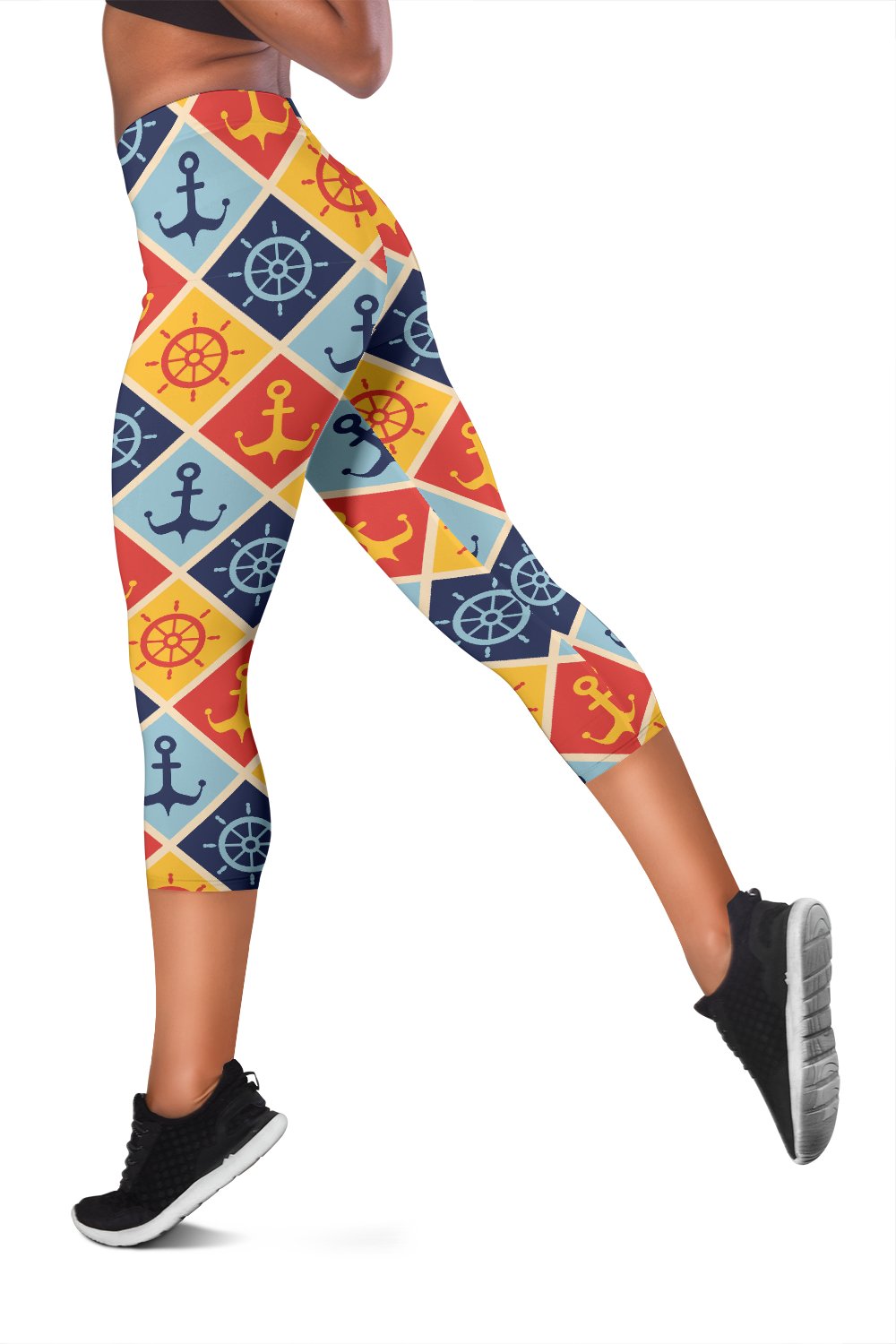 Nautical Pattern Design Themed Print Women Capris
