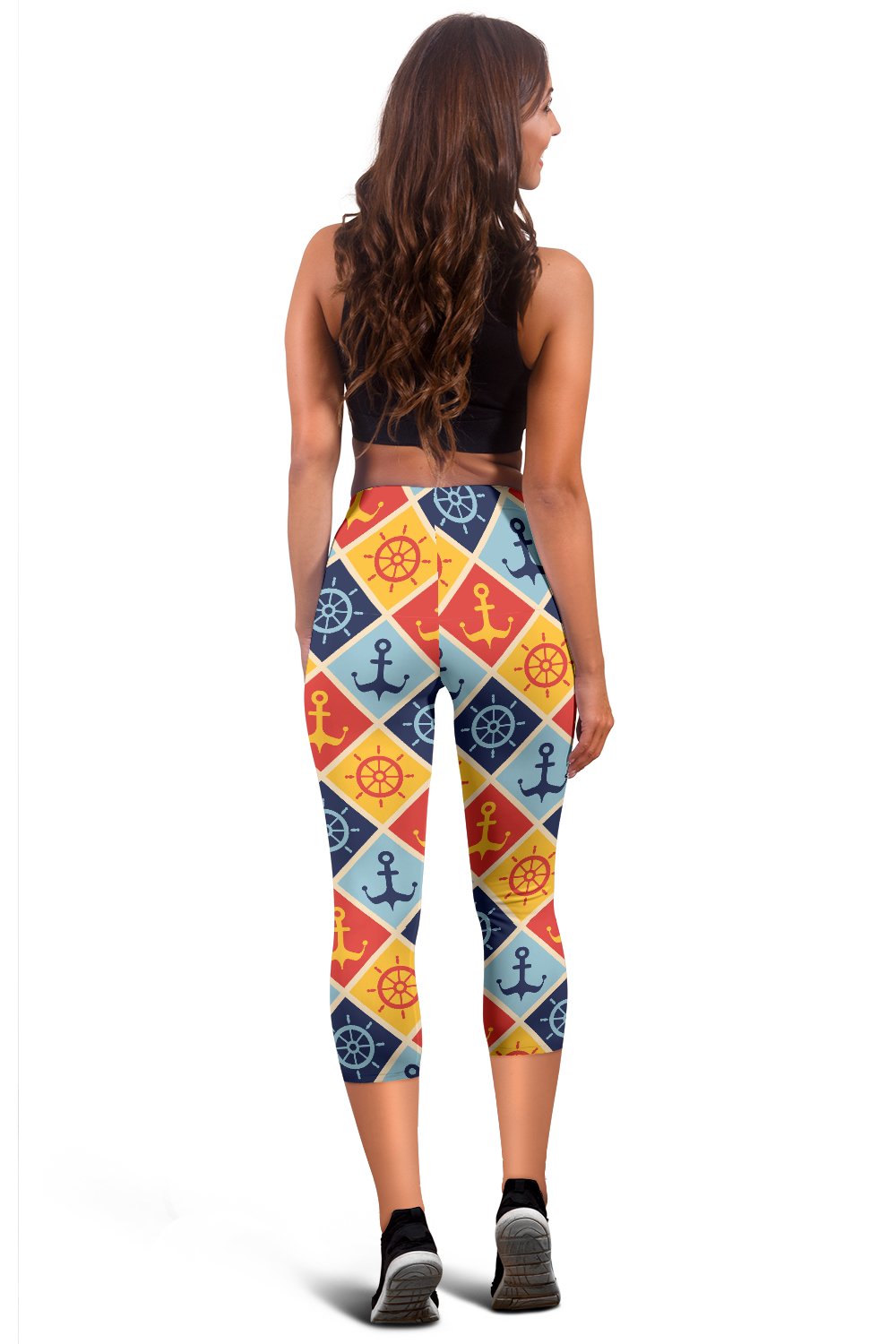 Nautical Pattern Design Themed Print Women Capris