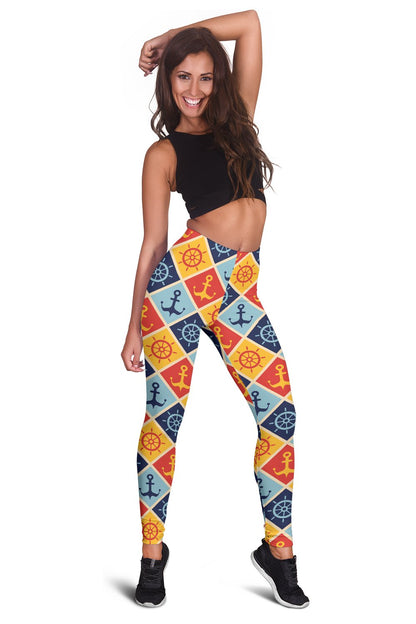 Nautical Pattern Design Themed Print Women Leggings