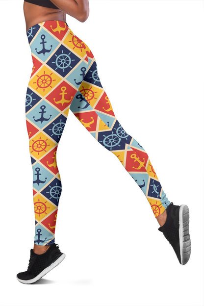 Nautical Pattern Design Themed Print Women Leggings