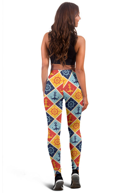 Nautical Pattern Design Themed Print Women Leggings