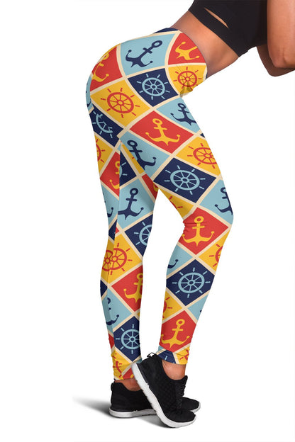 Nautical Pattern Design Themed Print Women Leggings