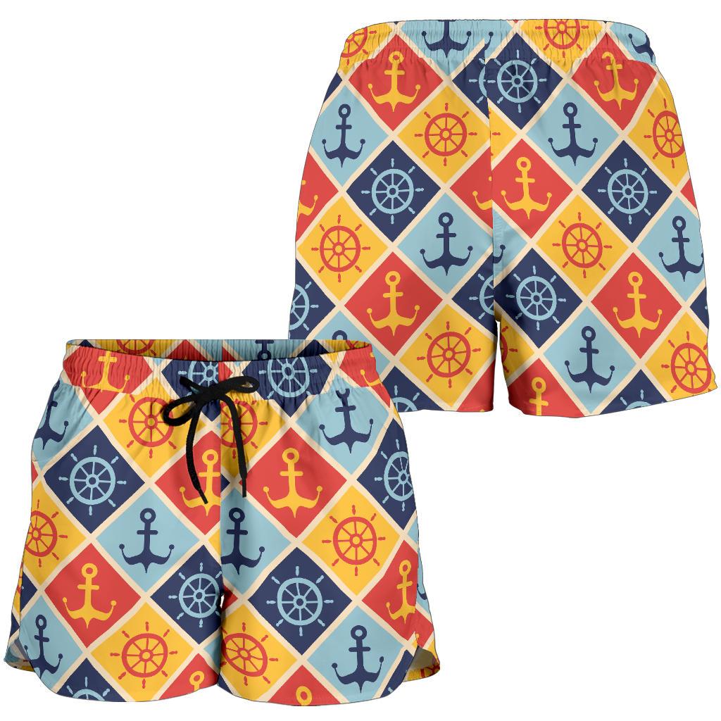 Nautical Pattern Design Themed Print Women Shorts-JTAMIGO.COM