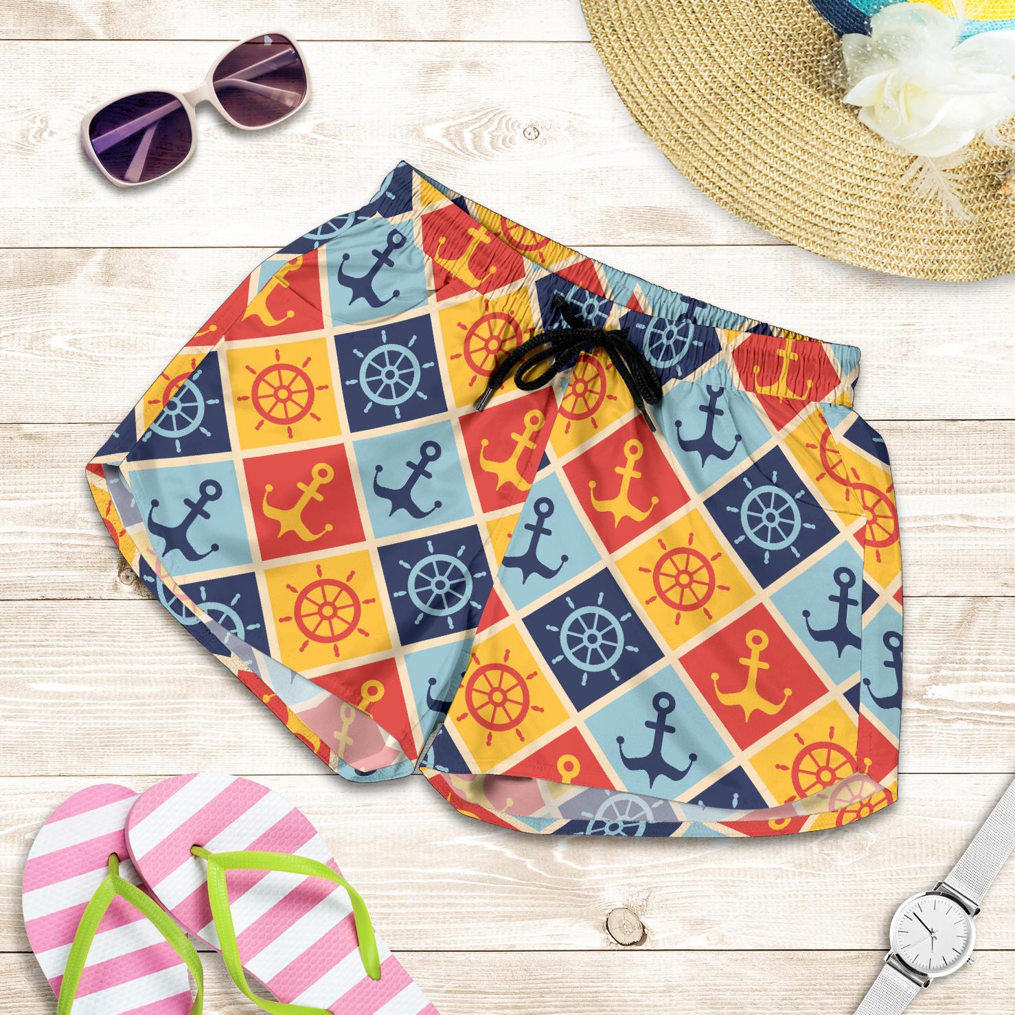 Nautical Pattern Design Themed Print Women Shorts-JTAMIGO.COM