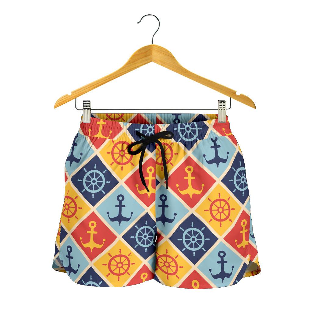 Nautical Pattern Design Themed Print Women Shorts-JTAMIGO.COM