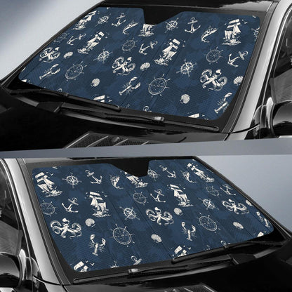 Nautical Sea Themed Print Car Sun Shade For Windshield