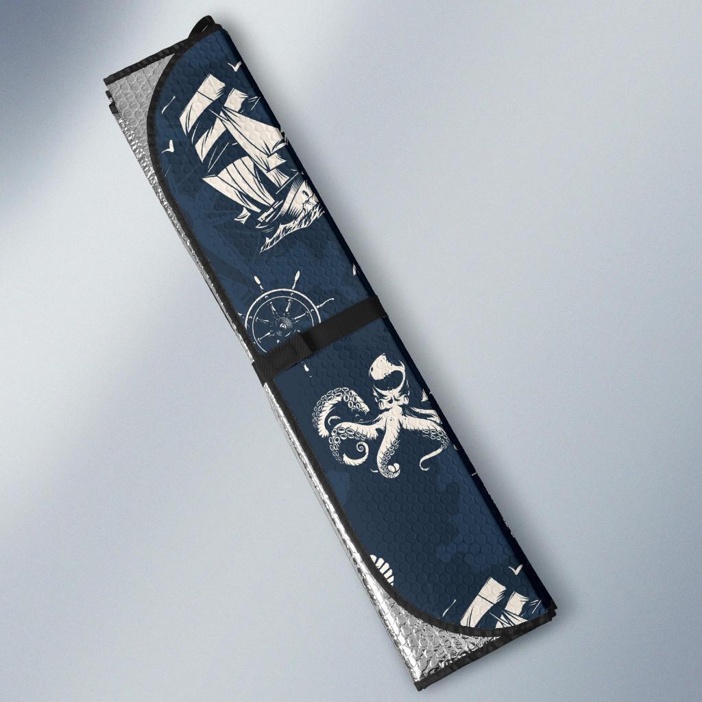 Nautical Sea Themed Print Car Sun Shade For Windshield