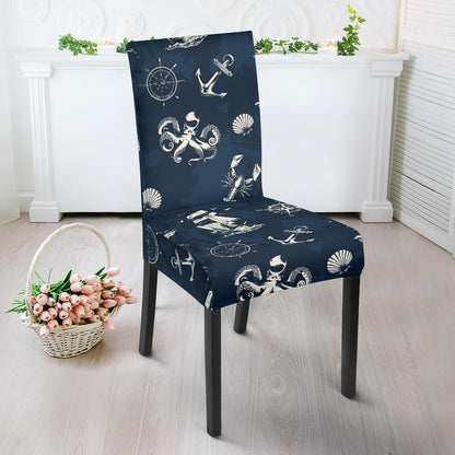 Nautical Sea Themed Print Dining Chair Slipcover-JTAMIGO.COM
