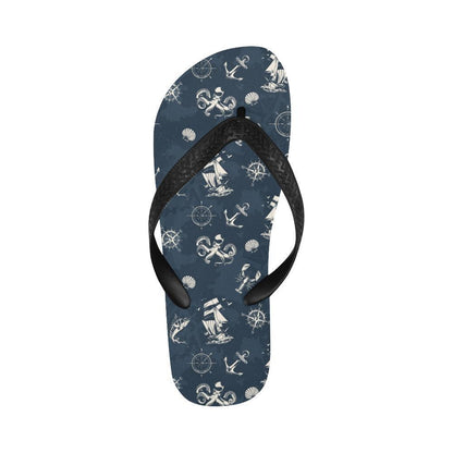 Nautical Sea Themed Print Flip Flops-JTAMIGO.COM