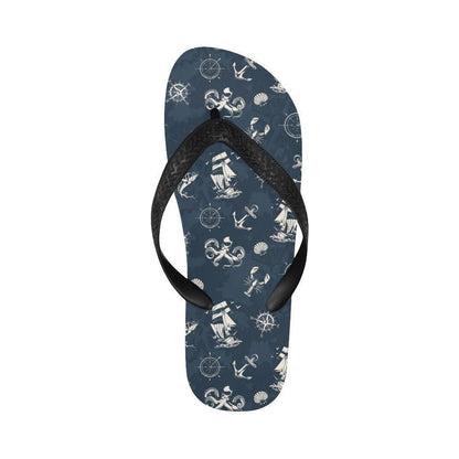 Nautical Sea Themed Print Flip Flops-JTAMIGO.COM