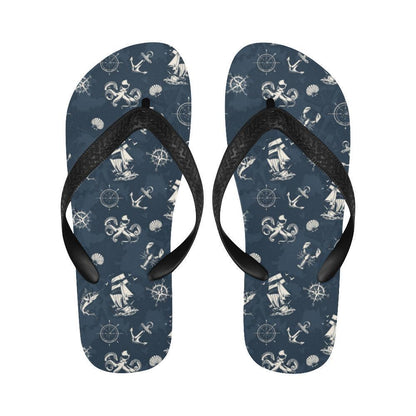 Nautical Sea Themed Print Flip Flops-JTAMIGO.COM