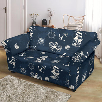 Nautical Sea Themed Print Loveseat Slipcover-JTAMIGO.COM