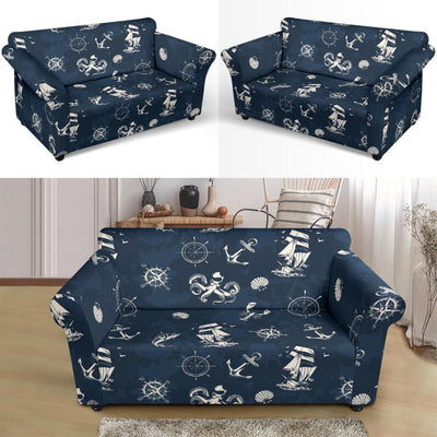 Nautical Sea Themed Print Loveseat Slipcover-JTAMIGO.COM