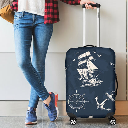 Nautical Sea Themed Print Luggage Cover Protector