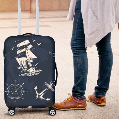 Nautical Sea Themed Print Luggage Cover Protector