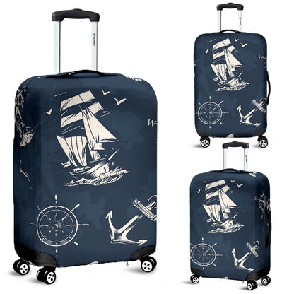 Nautical Sea Themed Print Luggage Cover Protector