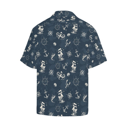 Nautical Sea Themed Print Men Aloha Hawaiian Shirt