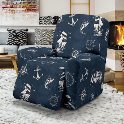 Nautical Sea Themed Print Recliner Slipcover-JTAMIGO.COM