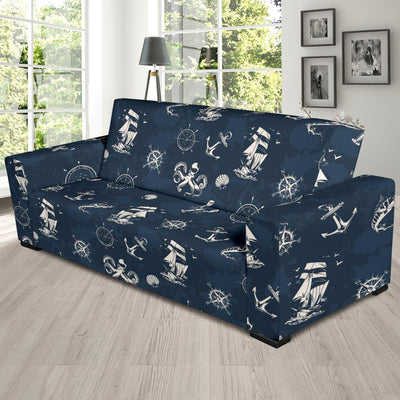 Nautical Sea Themed Print Sofa Slipcover-JTAMIGO.COM