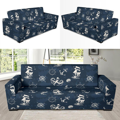 Nautical Sea Themed Print Sofa Slipcover-JTAMIGO.COM