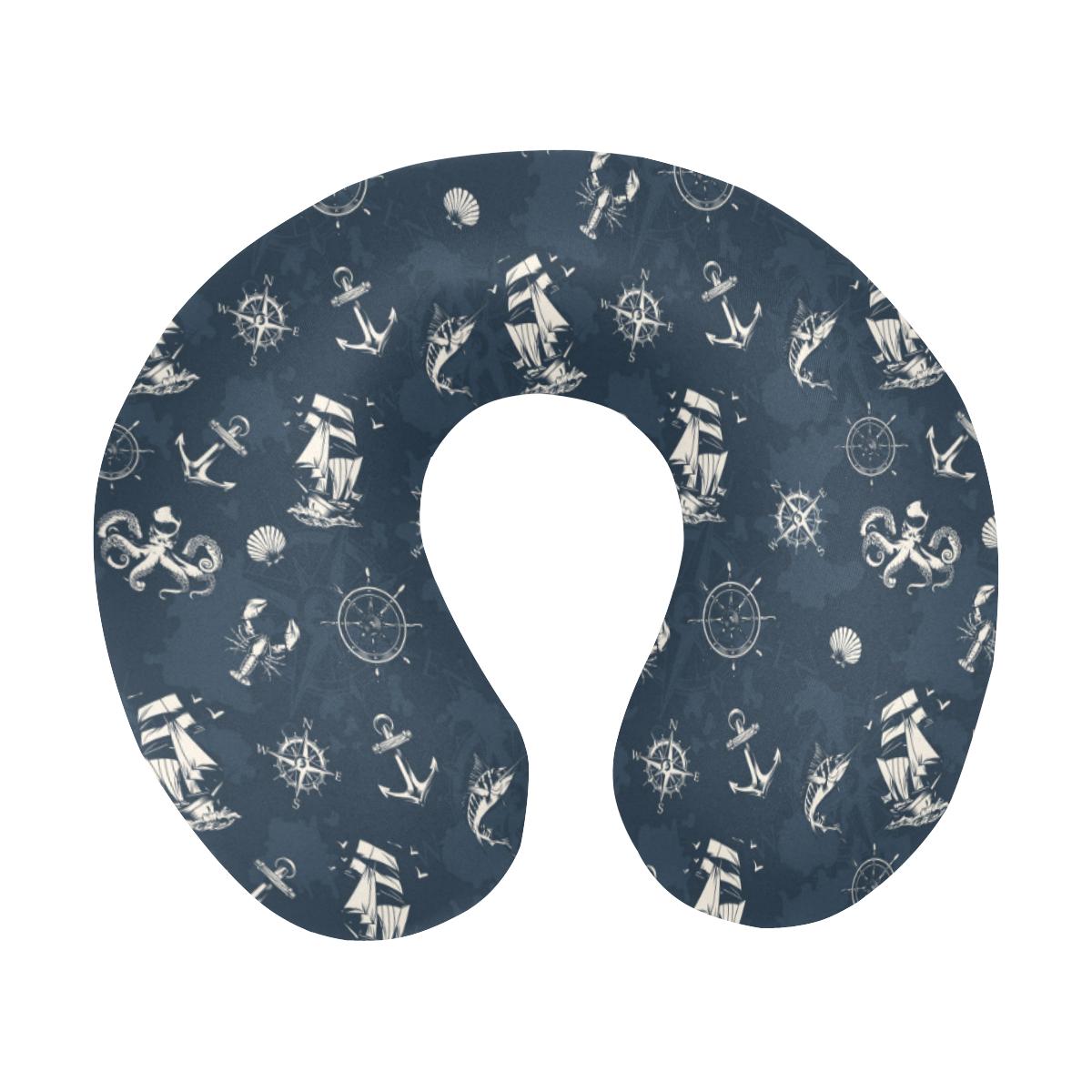 Nautical Sea Themed Print U-Shaped Travel Neck Pillow-JTAMIGO.COM