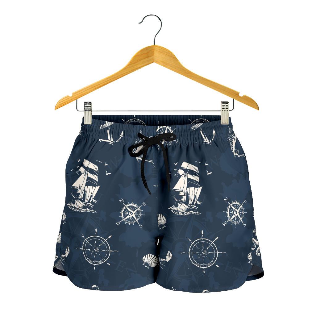 Nautical Sea Themed Print Women Shorts-JTAMIGO.COM
