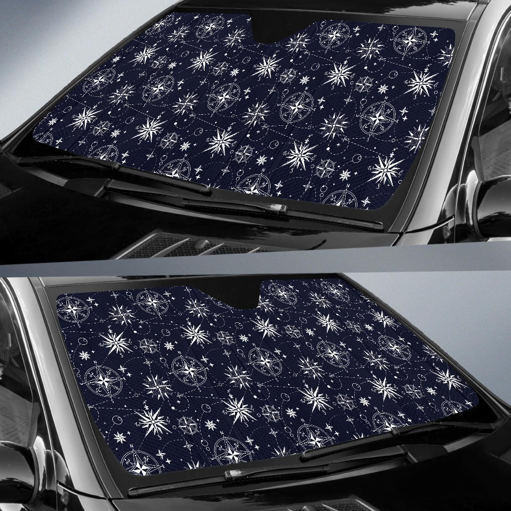 Nautical Sky Design Themed Print Car Sun Shade For Windshield