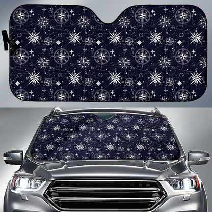 Nautical Sky Design Themed Print Car Sun Shade For Windshield