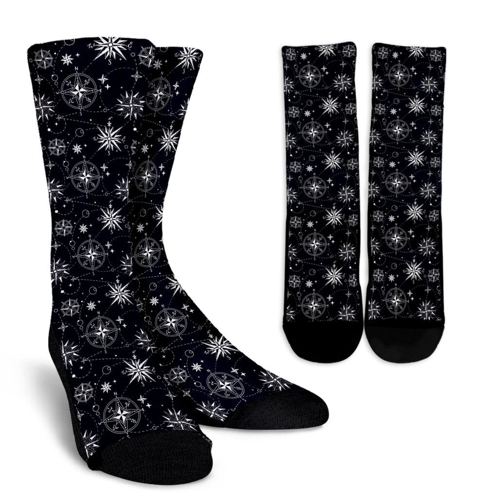 Nautical Sky Design Themed Print Crew Socks