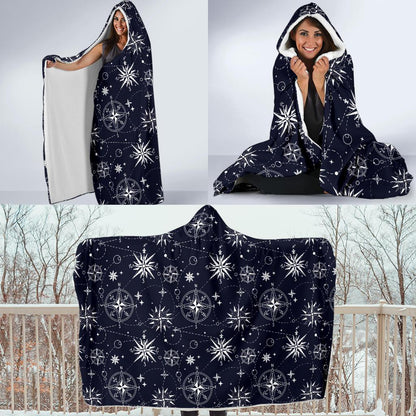 Nautical Sky Design Themed Print Hooded Blanket-JTAMIGO.COM