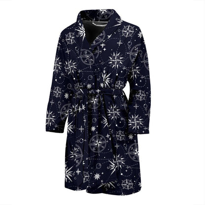Nautical Sky Design Themed Print Men Bath Robe-JTAMIGO.COM
