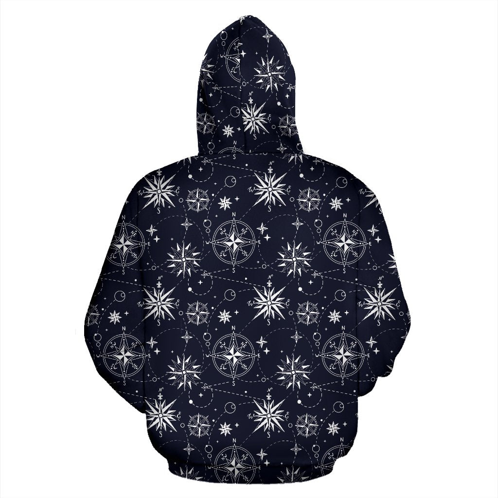 Nautical Sky Design Themed Print Pullover Hoodie