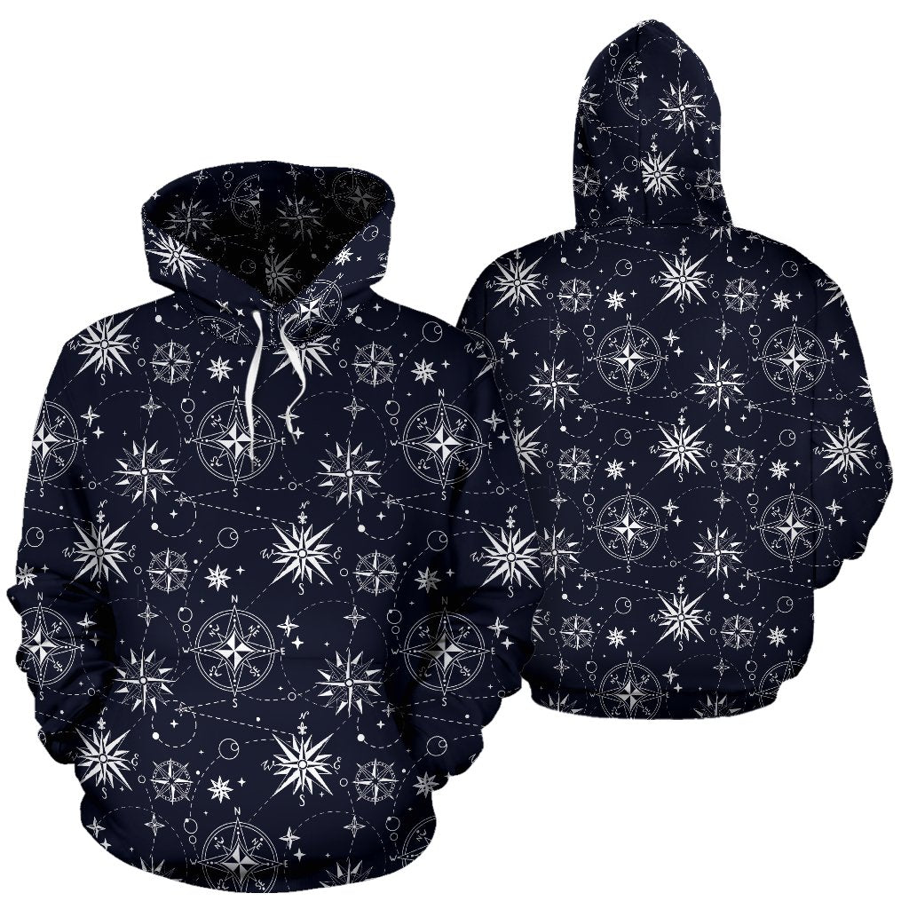 Nautical Sky Design Themed Print Pullover Hoodie