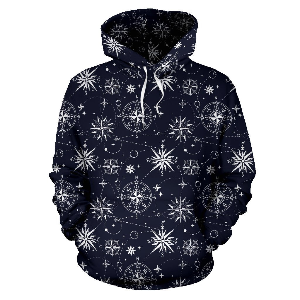 Nautical Sky Design Themed Print Pullover Hoodie