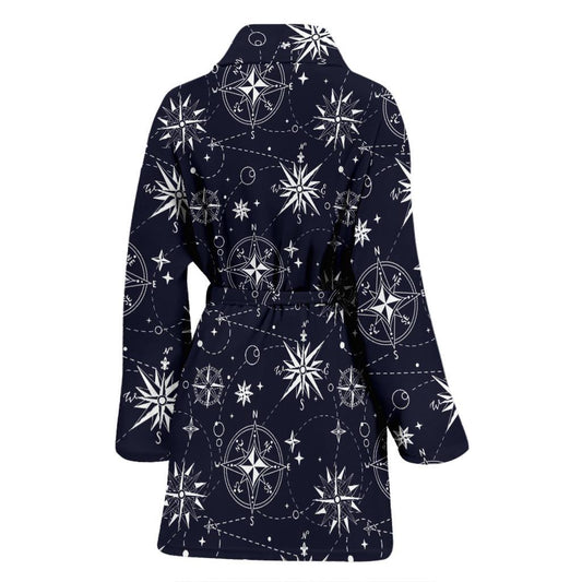 Nautical Sky Design Themed Print Women Bath Robe-JTAMIGO.COM