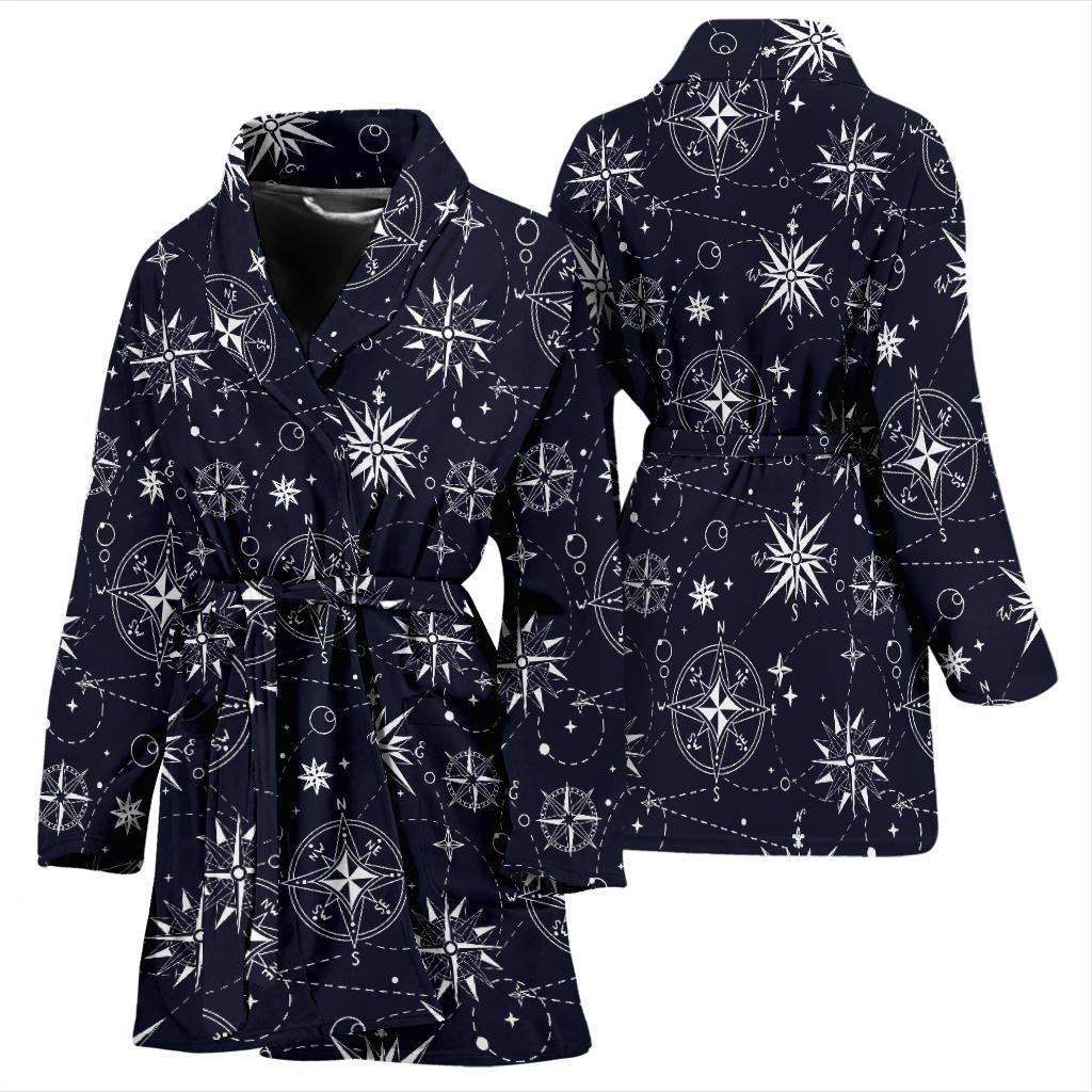 Nautical Sky Design Themed Print Women Bath Robe-JTAMIGO.COM