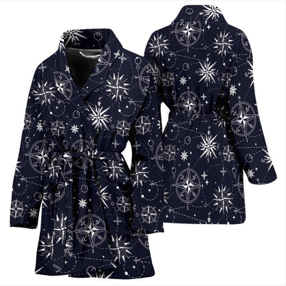 Nautical Sky Design Themed Print Women Bath Robe-JTAMIGO.COM