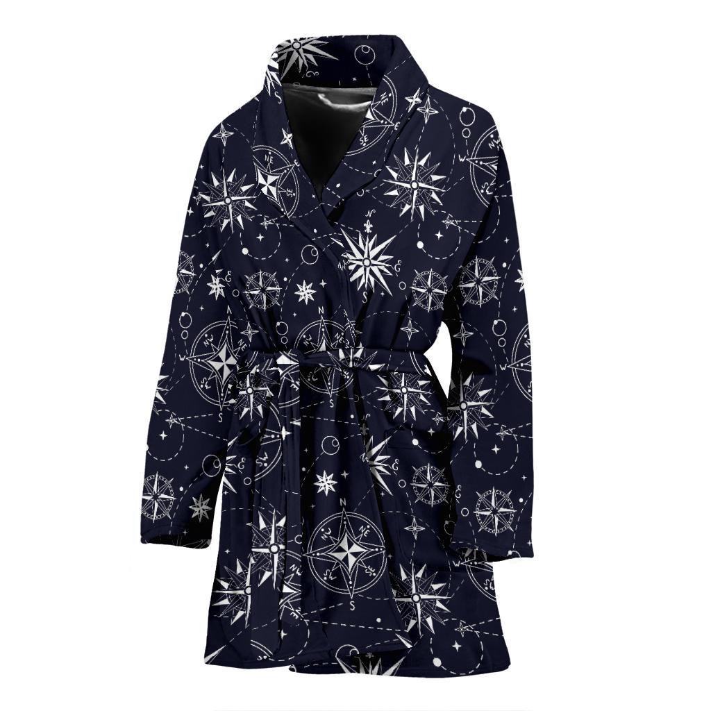 Nautical Sky Design Themed Print Women Bath Robe-JTAMIGO.COM