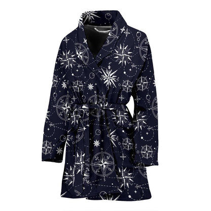 Nautical Sky Design Themed Print Women Bath Robe-JTAMIGO.COM