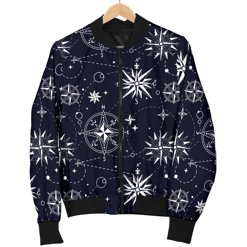 Nautical Sky Design Themed Print Women Casual Bomber Jacket
