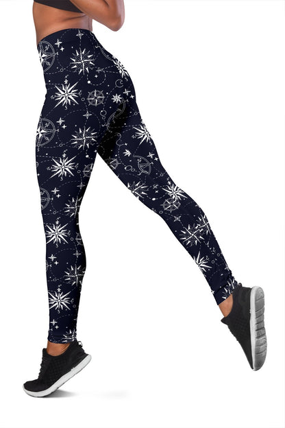 Nautical Sky Design Themed Print Women Leggings