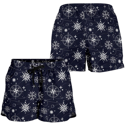 Nautical Sky Design Themed Print Women Shorts-JTAMIGO.COM
