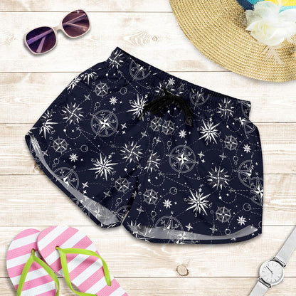 Nautical Sky Design Themed Print Women Shorts-JTAMIGO.COM