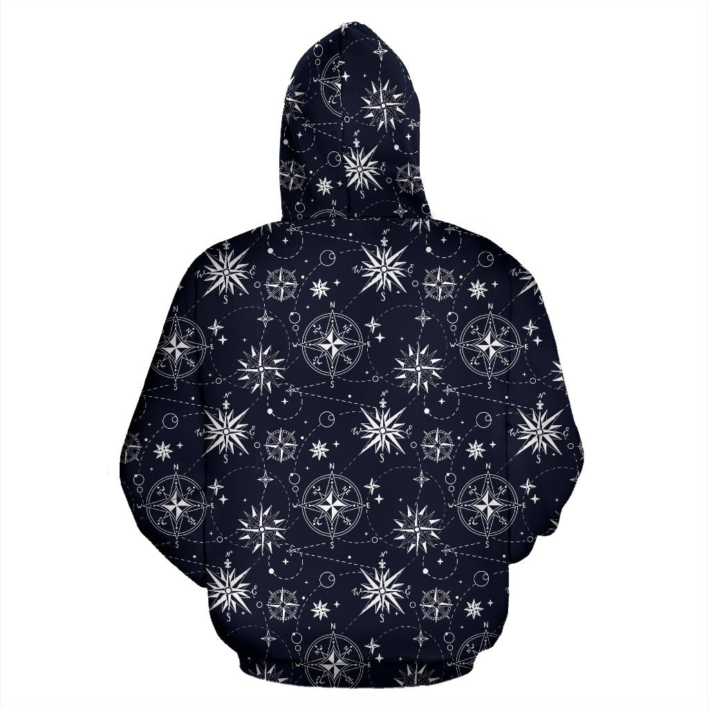 Nautical Sky Design Themed Print Zip Up Hoodie