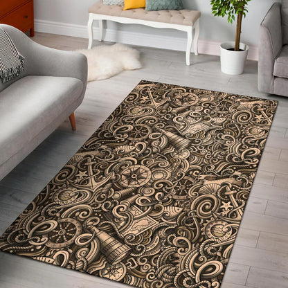 Nautical Tattoo Design Themed Print Area Rugs-JTAMIGO.COM