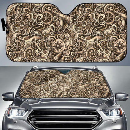 Nautical Tattoo Design Themed Print Car Sun Shade For Windshield