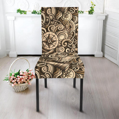 Nautical Tattoo Design Themed Print Dining Chair Slipcover-JTAMIGO.COM